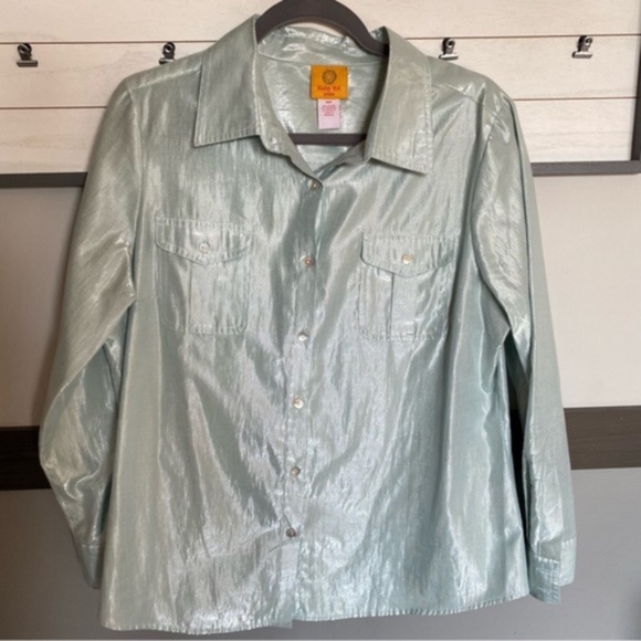 Ruby Rd. Tops - RUBY RD. Petite size 16 3/4 sleeve casual button down shirt metallic collar neck